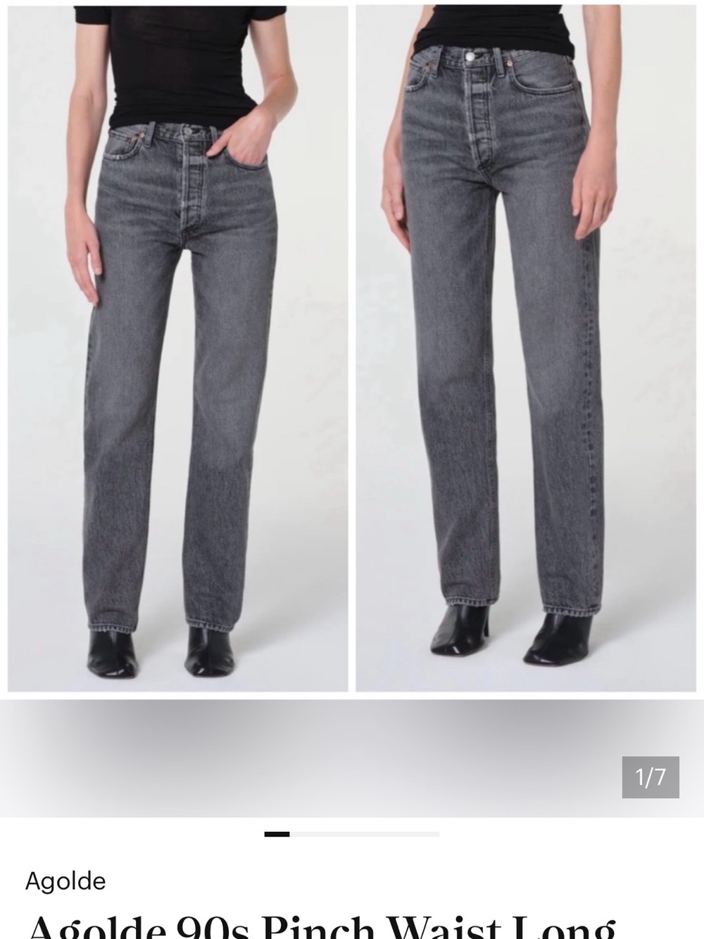 Agolde 90s Pinch Waist Straight Leg Jeans in Vintage Gray